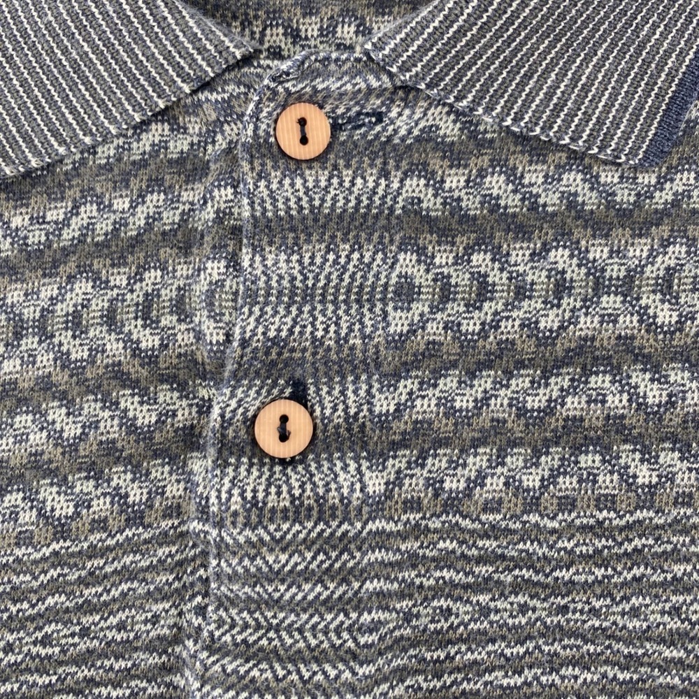 Jhane Barnes Mens Medium Long Sleeve Polo Shirt Cotton Jacquard Knit Brown Green - Picture 4 of 7
